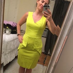 Vince Camuto Lime Green Peplum Dress LIKE NEW